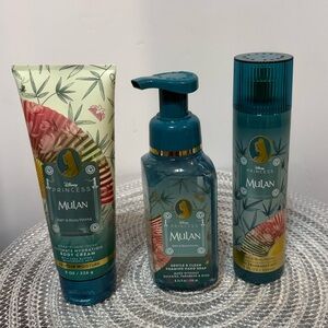 BBW Disney Princess Mulan Body Cream, Fragrance Mist and Hand Soap Set of 3 NWT